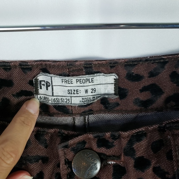 Free People Cheetah Print Flocked Pants Ankle Crop - Picture 4 of 6